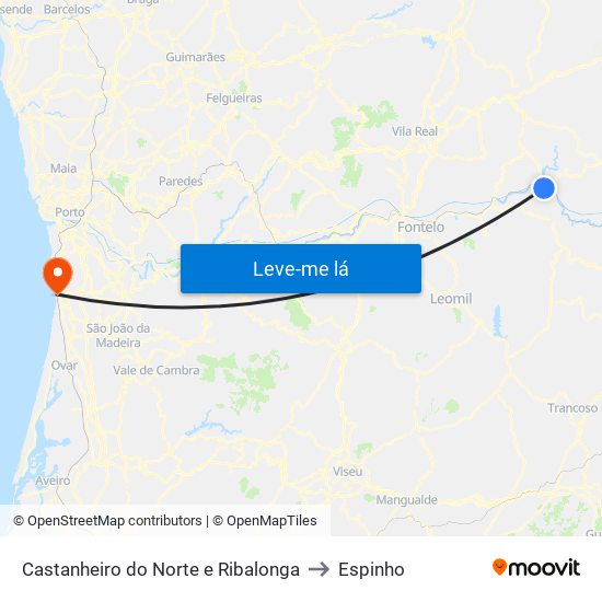 Castanheiro do Norte e Ribalonga to Espinho map