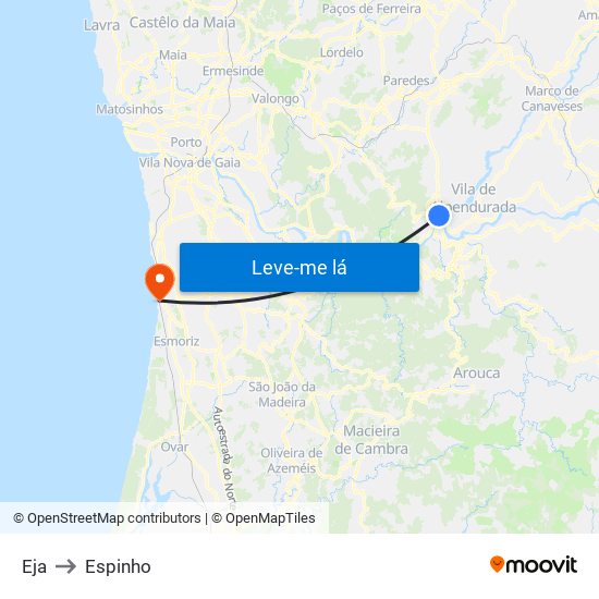 Eja to Espinho map