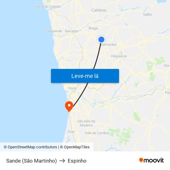 Sande (São Martinho) to Espinho map