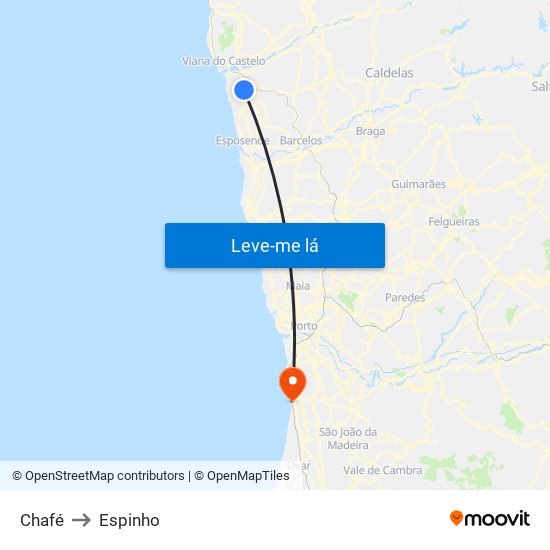Chafé to Espinho map