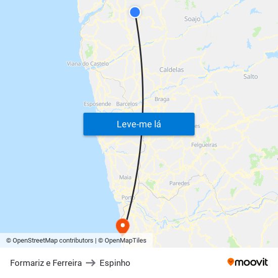 Formariz e Ferreira to Espinho map