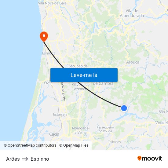 Arões to Espinho map