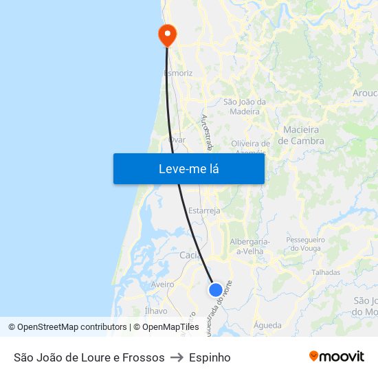 São João de Loure e Frossos to Espinho map