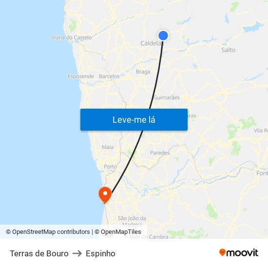 Terras de Bouro to Espinho map