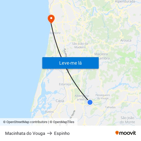 Macinhata do Vouga to Espinho map