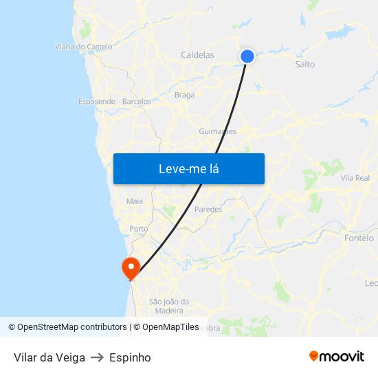 Vilar da Veiga to Espinho map