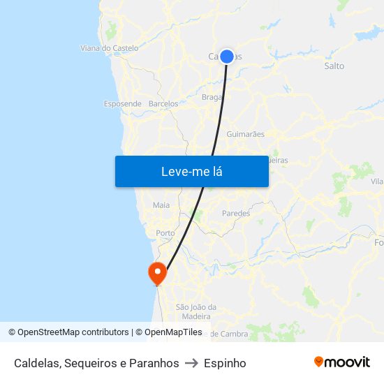 Caldelas, Sequeiros e Paranhos to Espinho map