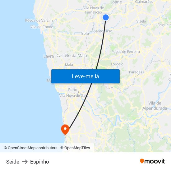 Seide to Espinho map