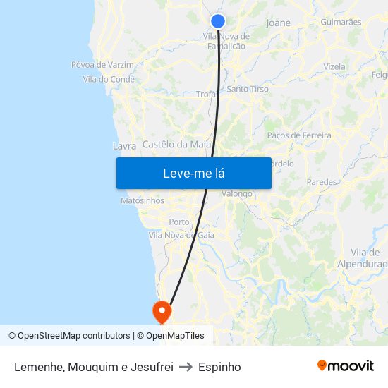 Lemenhe, Mouquim e Jesufrei to Espinho map