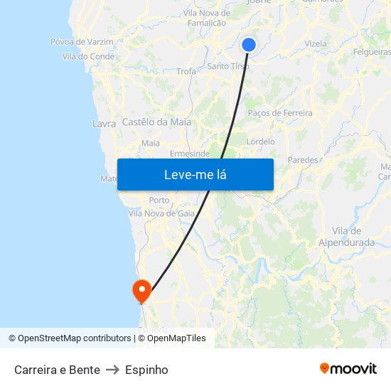 Carreira e Bente to Espinho map