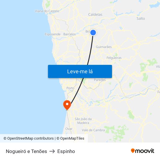 Nogueiró e Tenões to Espinho map