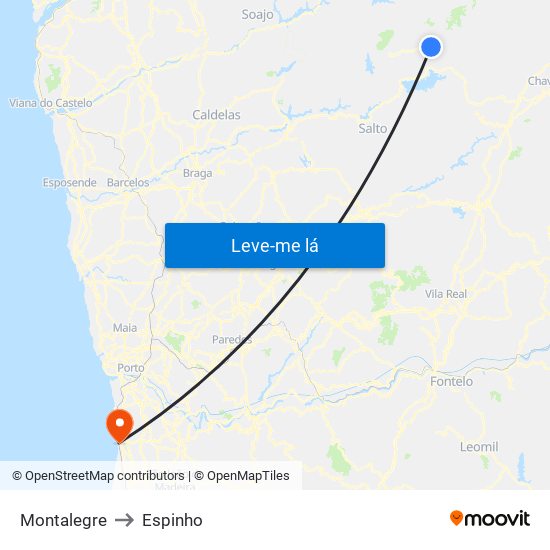 Montalegre to Espinho map