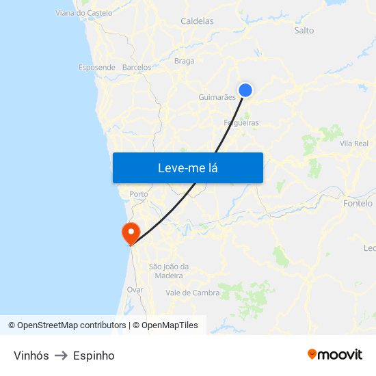 Vinhós to Espinho map