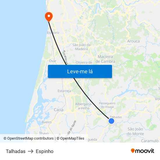 Talhadas to Espinho map