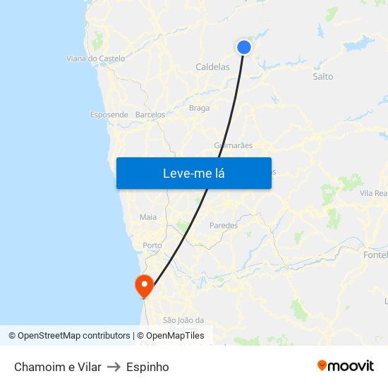 Chamoim e Vilar to Espinho map