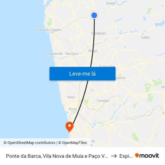 Ponte da Barca, Vila Nova de Muía e Paço Vedro de Magalhães to Espinho map