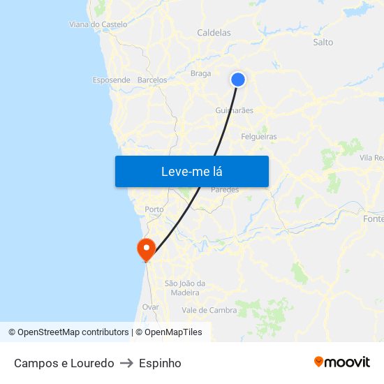 Campos e Louredo to Espinho map