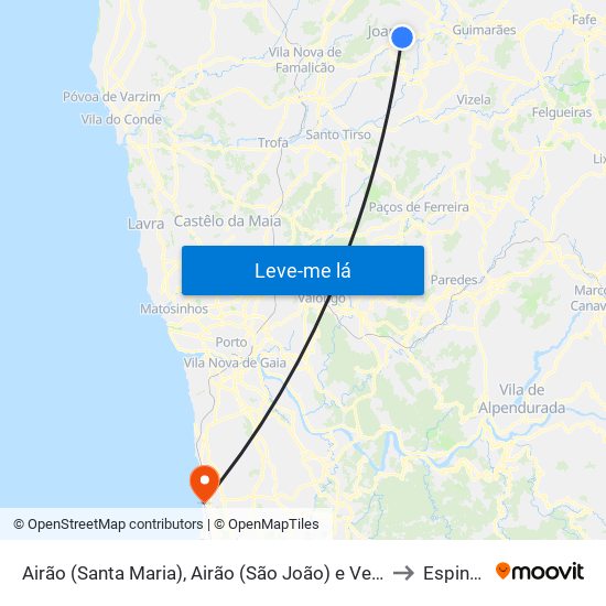 Airão (Santa Maria), Airão (São João) e Vermil to Espinho map