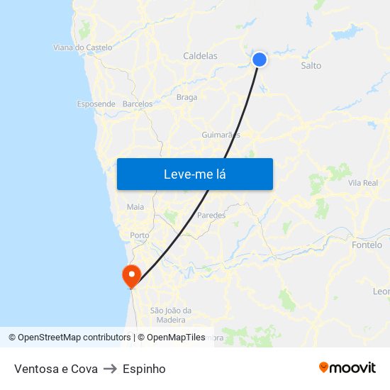 Ventosa e Cova to Espinho map