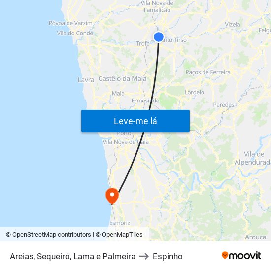 Areias, Sequeiró, Lama e Palmeira to Espinho map