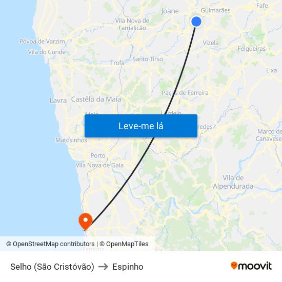 Selho (São Cristóvão) to Espinho map