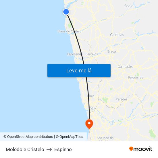 Moledo e Cristelo to Espinho map