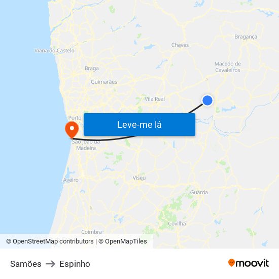 Samões to Espinho map