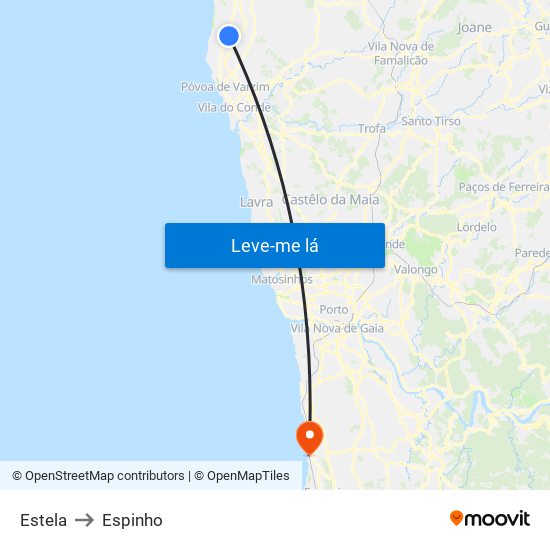 Estela to Espinho map