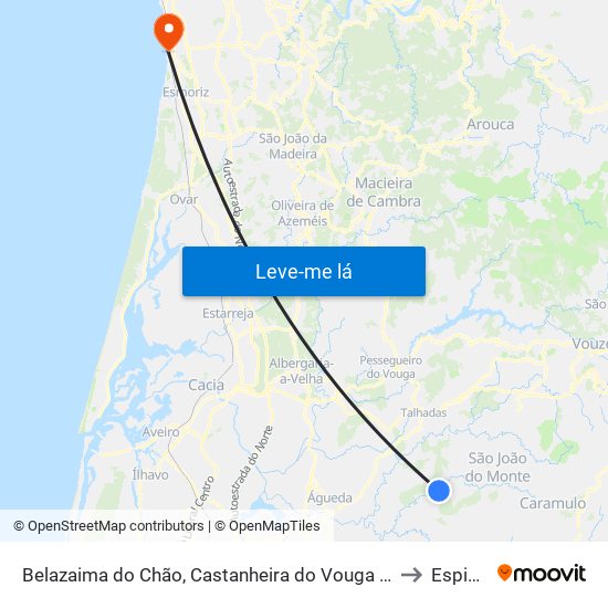 Belazaima do Chão, Castanheira do Vouga e Agadão to Espinho map