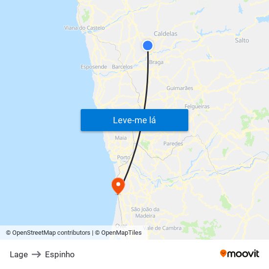 Lage to Espinho map