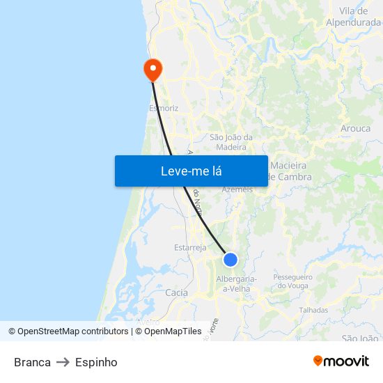 Branca to Espinho map