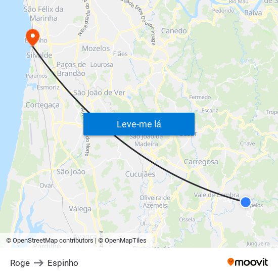 Roge to Espinho map