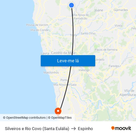 Silveiros e Rio Covo (Santa Eulália) to Espinho map