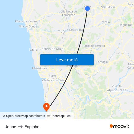 Joane to Espinho map