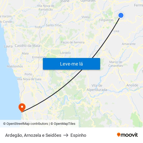 Ardegão, Arnozela e Seidões to Espinho map