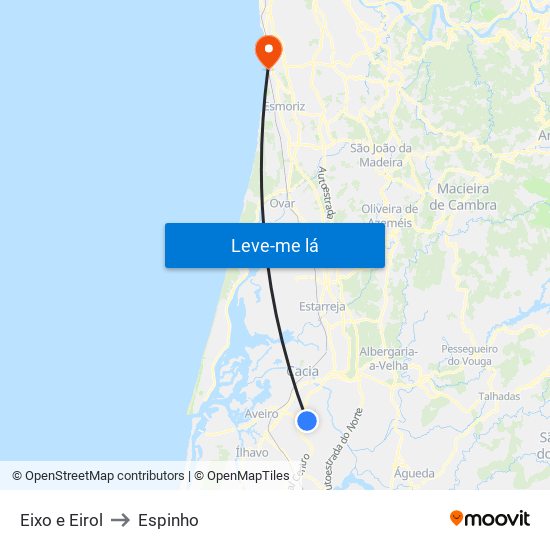 Eixo e Eirol to Espinho map