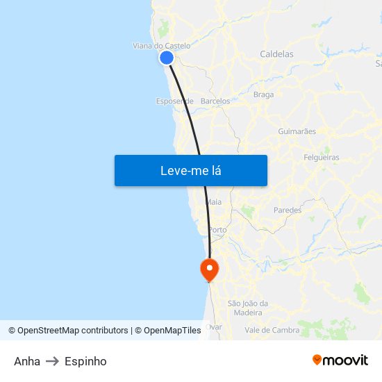 Anha to Espinho map