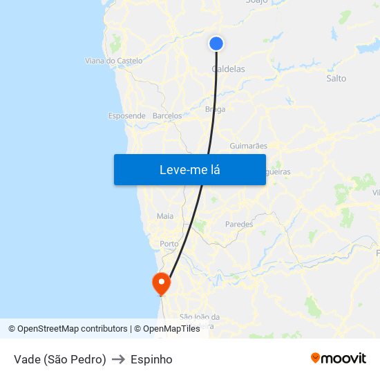 Vade (São Pedro) to Espinho map