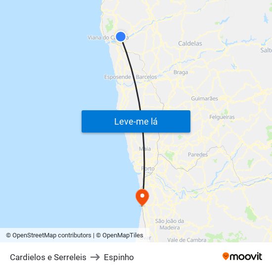 Cardielos e Serreleis to Espinho map