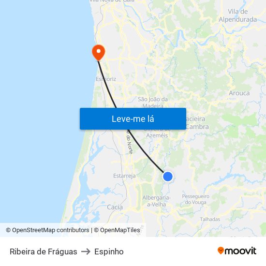 Ribeira de Fráguas to Espinho map