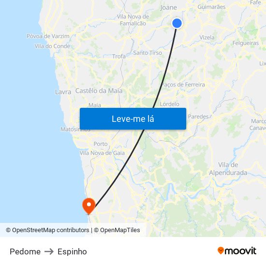 Pedome to Espinho map