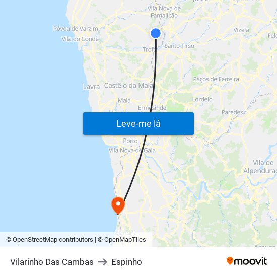 Vilarinho Das Cambas to Espinho map