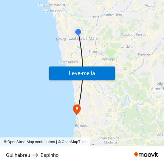 Guilhabreu to Espinho map