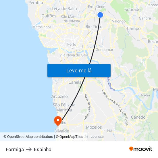 Formiga to Espinho map