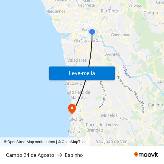 Campo 24 de Agosto to Espinho map