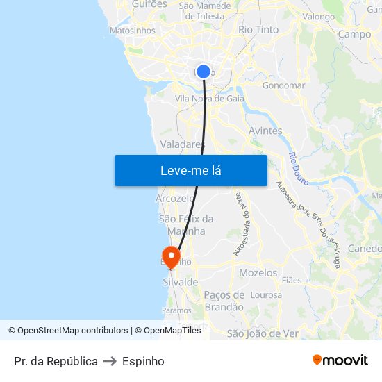 Pr. da República to Espinho map