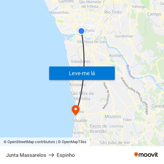 Junta Massarelos to Espinho map