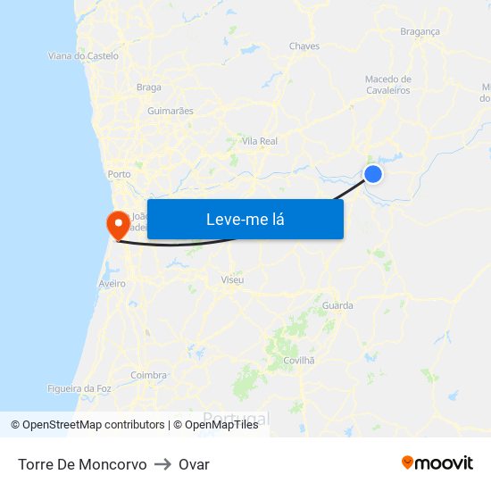Torre De Moncorvo to Ovar map