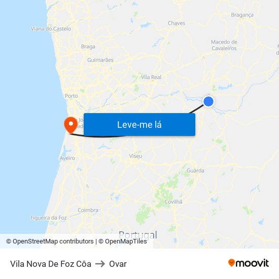 Vila Nova De Foz Côa to Ovar map
