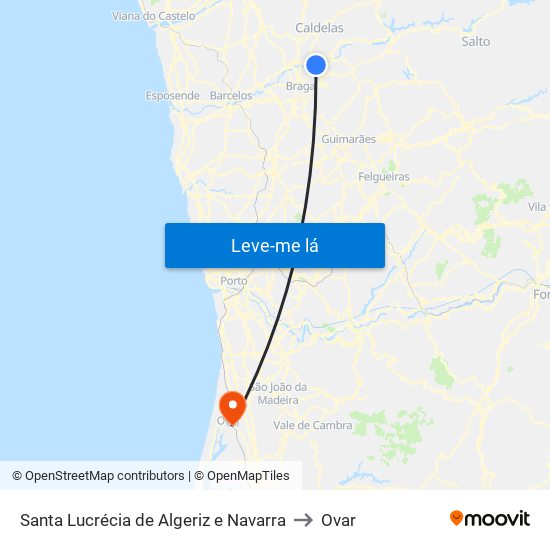 Santa Lucrécia de Algeriz e Navarra to Ovar map